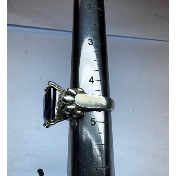 Vintage Sterling Silver 925 Ring w/ Purple Gemstone – Estate Size 4.5 - Picture 6 of 11